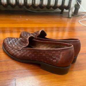 Nine West Chestnut Woven Leather Loafers